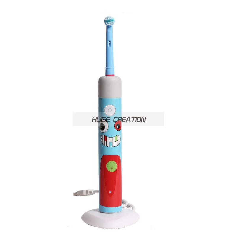 Cartoon Design Kids Rechargeable Electric Toothbrush Blue Indicator Bristle