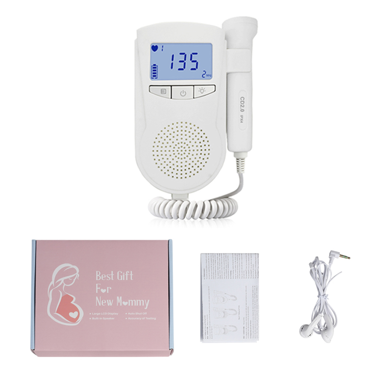 Built-in loudspeaker Fetal Doppler Baby Heartbeat Monitor with 2.0MHz Probe